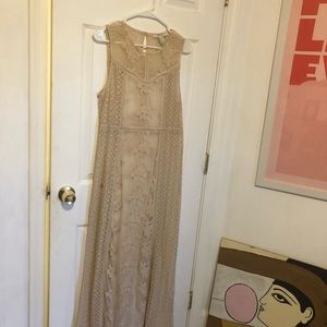 Mesh and Lace Maxi Dress